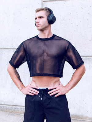 SUPAWEAR Mesh Oversized Cropped Tee – Black