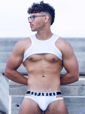 SUPAWEAR Ribbed Slashed Cropped Top – White