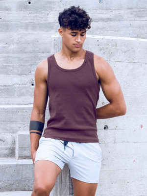 SUPAWEAR Ribbed Singlet – Peppercorn