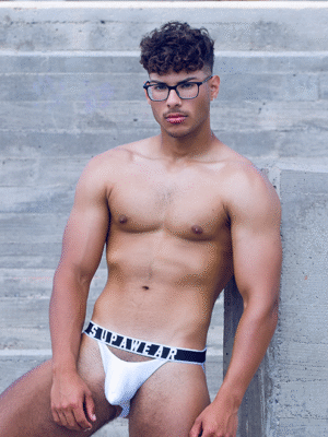 SUPAWEAR Ribbed Slashed Jockstrap Underwear – White
