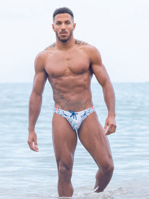 2EROS V20 Print Swim Brief – Seascape White
