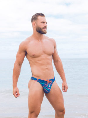 2EROS V80 Print Swim Thong – Ocean Blue