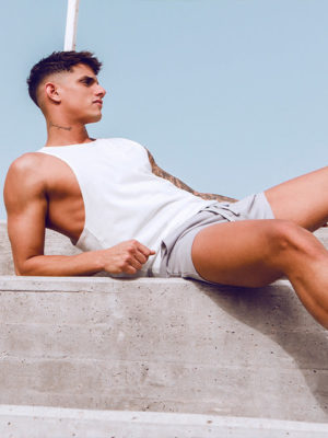 SUPAWEAR Racer Back Singlet – Grey White