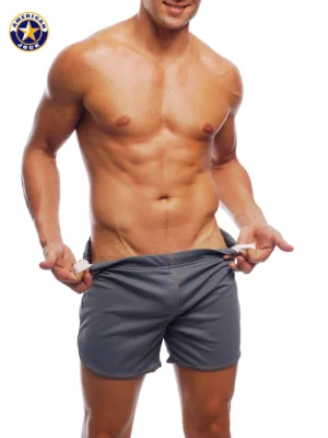 8359 A J WORKOUT SHORT W BUILT IN JOCK GREY 1