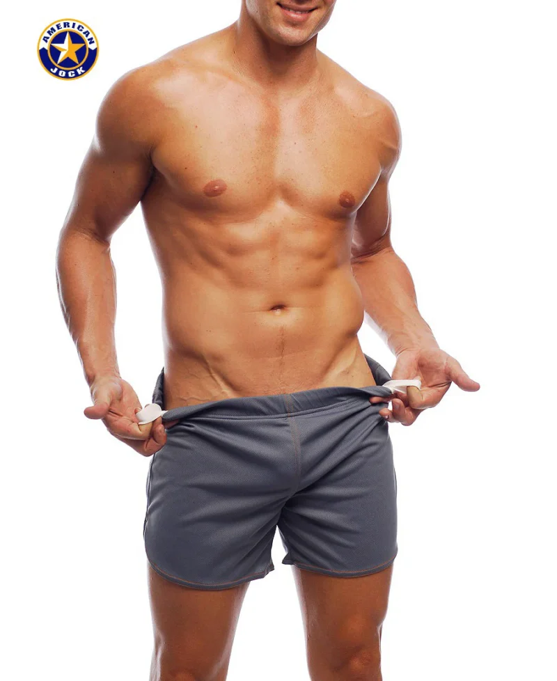 8359 A J WORKOUT SHORT W BUILT IN JOCK GREY 1