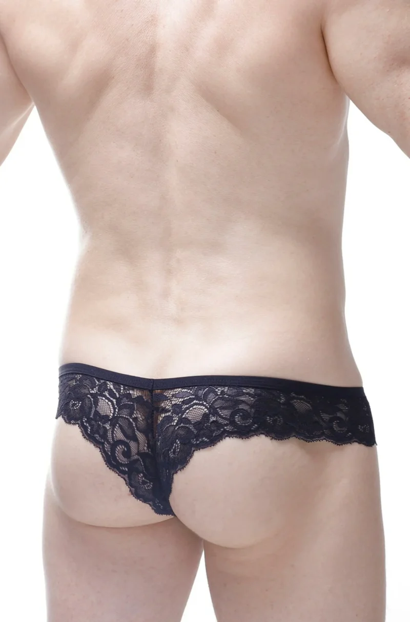 Bikini Oupar Satin Lace Black Petitq 1