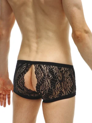 Boxer Dentelle Ouvert Noir 1