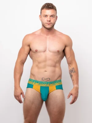 Bloc Brief Teal Mustard Front
